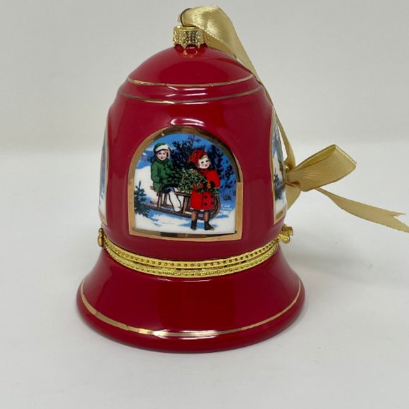 Vintage Y2K Red Bell Musical Ornament Delicate Trinket Box, Desk Decor - Picture 3 of 9
